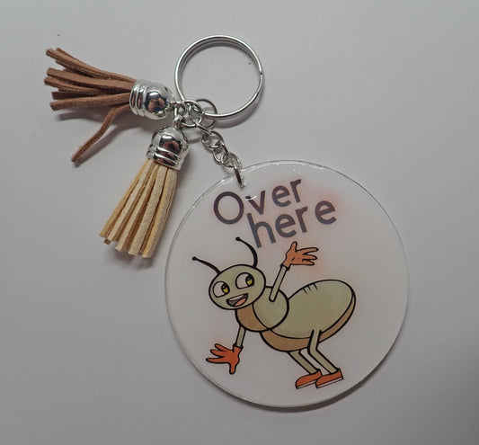 Keychain, cute bugs, tassel, acrylic, round, circle, double sided, gift.